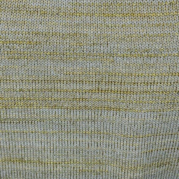 St. John Knitted Button Down Wool Beige Gold Metallic Sweater Cardigan Sz M - Picture 8 of 8